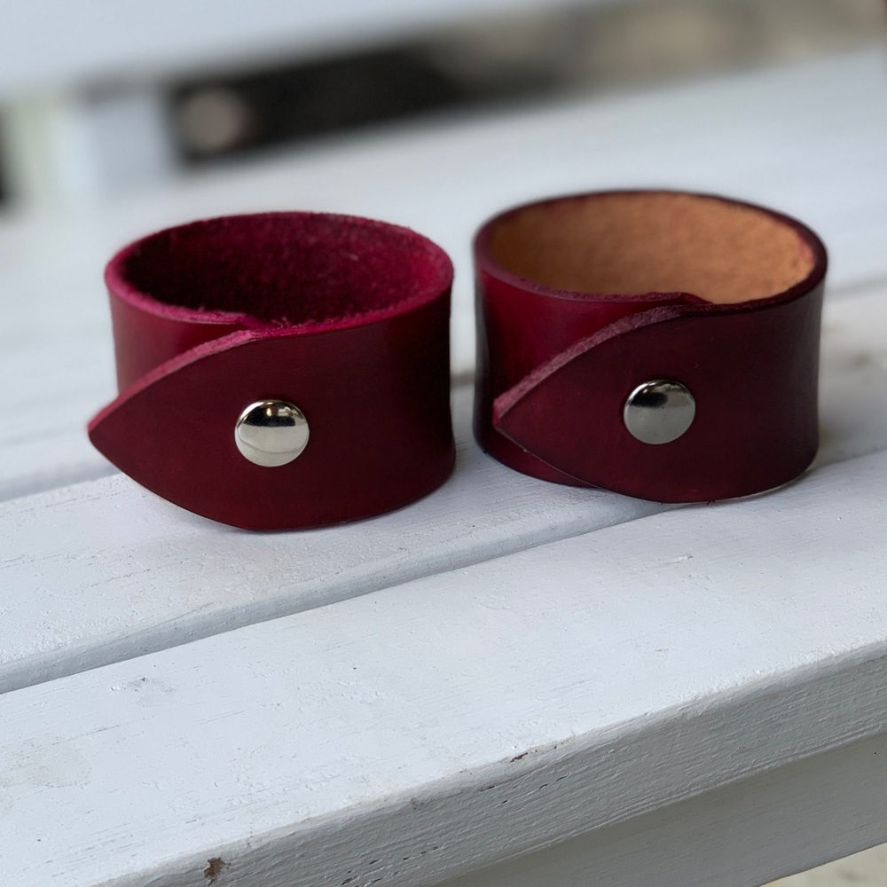 Red Leather Cuff - Picture 2 of 3